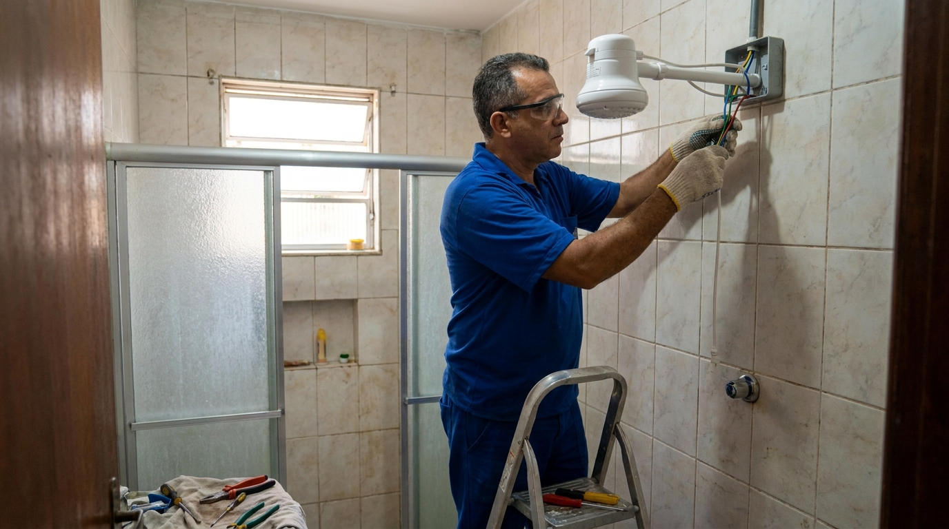 Substituição de Chuveiro Antigo nas Comportas, Jaboatão dos Guararapes‑PE